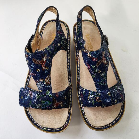 Alegria Kendra T- Strap Sandals EU 38 US 8-8.5 Blue Multi KEN-158 - Picture 2 of 6